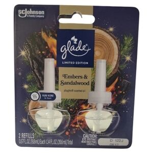 Glade® PlugIns® Refills Air Freshener, Embers & Sandalwood, 1.34 oz, 2 ct